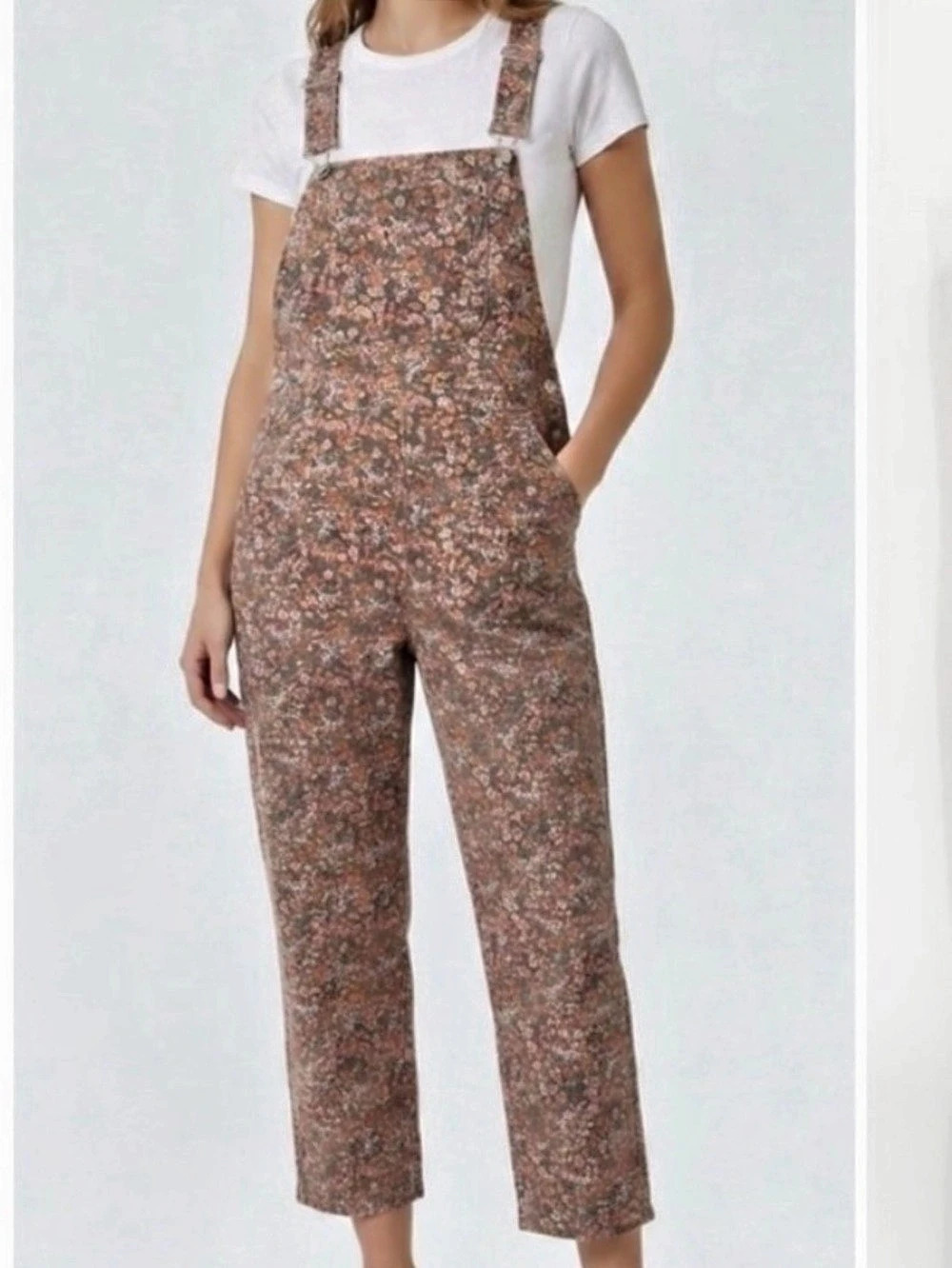 Zara The Jane Jumpsuit Floral Brown pink & Orange Small NWT